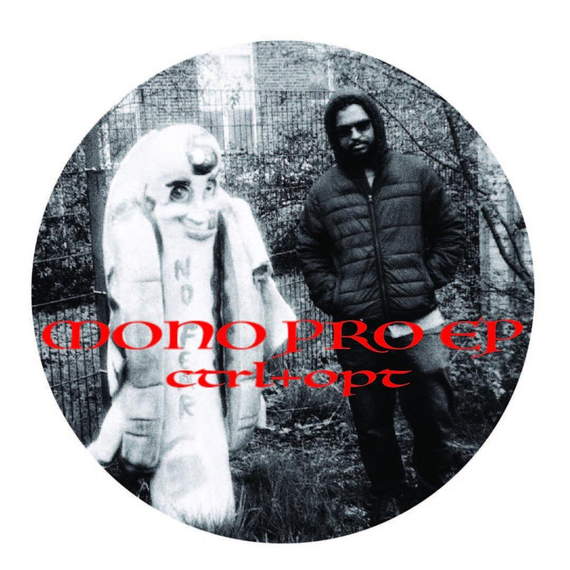 Black and white album cover with two people and text overlay
