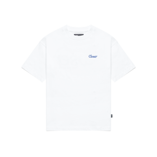 Closer Record Store Staff Tee (White/Blue)