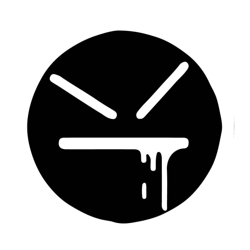 Black circle with white icon of a squeegee on a white background
