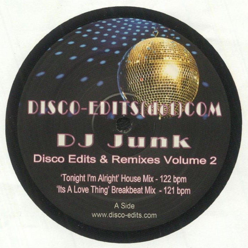 DJ Junk – Disco Edits & Remixes Volume 2 vinyl record, released on Disco Edits (DISCOEDITS02). Funky disco reworks with house beats and breakbeat energy. Fast shipping Australia-wide