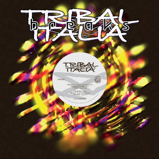 Various Artists Tribal Italia Breaks Part I vinyl record cover. A vibrant, abstract design with swirling colors and the title "Tribal Italia Breaks" written in bold, stylised text.