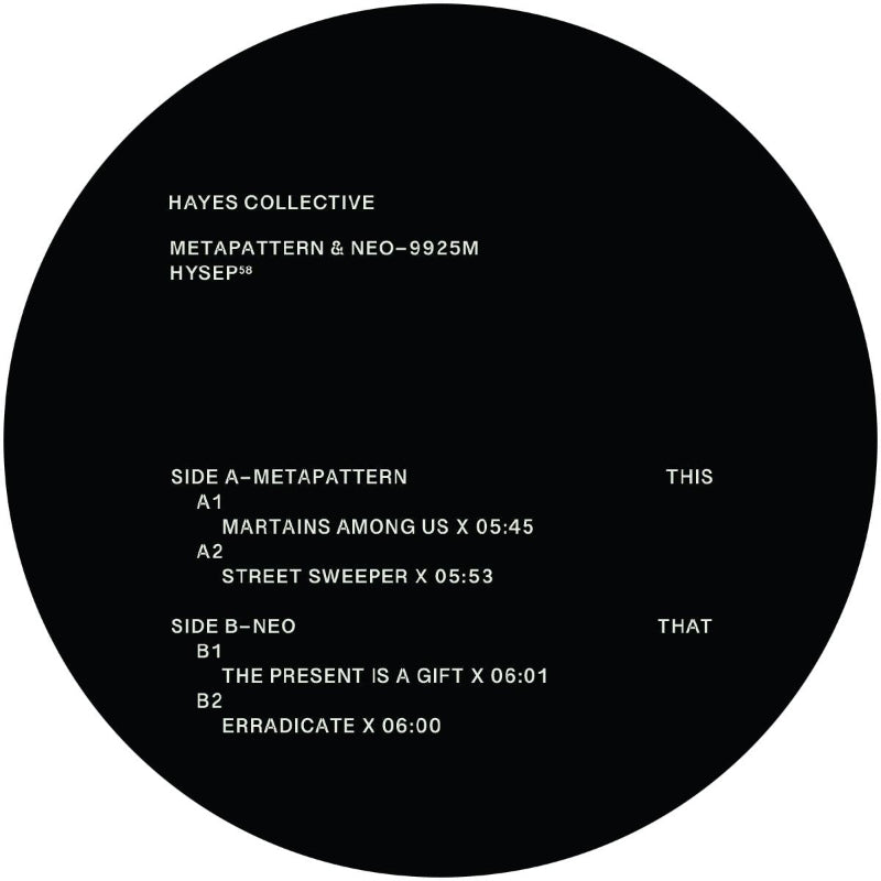 Metapattern & Neo 9925M Hayes HYSEP58 12 inch techno vinyl Australia