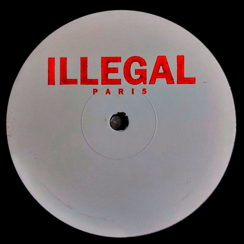 Vinyl record with 'ILLEGAL PARIS' text on a white background