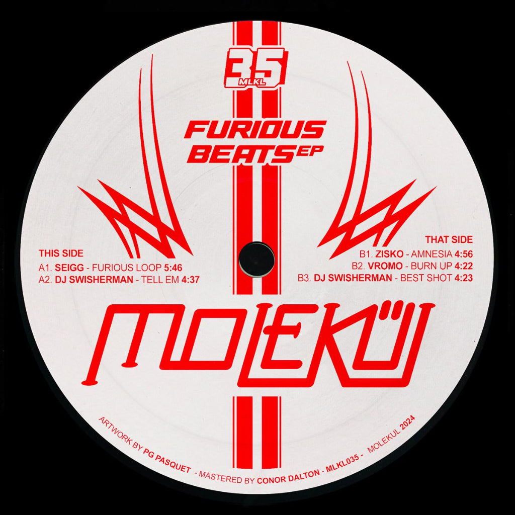 Various – Furious Beats EP vinyl record, released on Molekül (MLKL035). High-energy hard techno with relentless rhythms and driving grooves. Fast shipping Australia-wide.