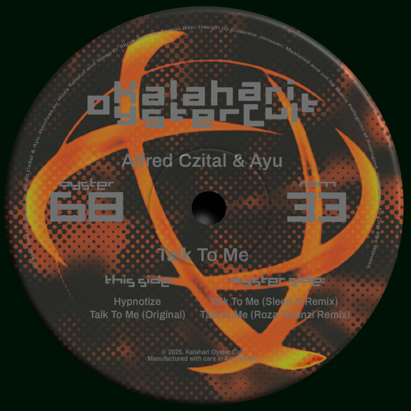 Roza Terenzi – Hypnotize Vinyl (OYSTER68) – Progressive trance and psychedelic techno with Sleep D remix, on Kalahari Oyster Cult.