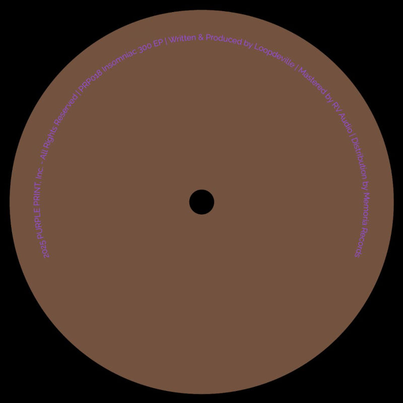 Loopdeville Insomniac 300 Purple Print PRP018 12 inch minimal vinyl Australia