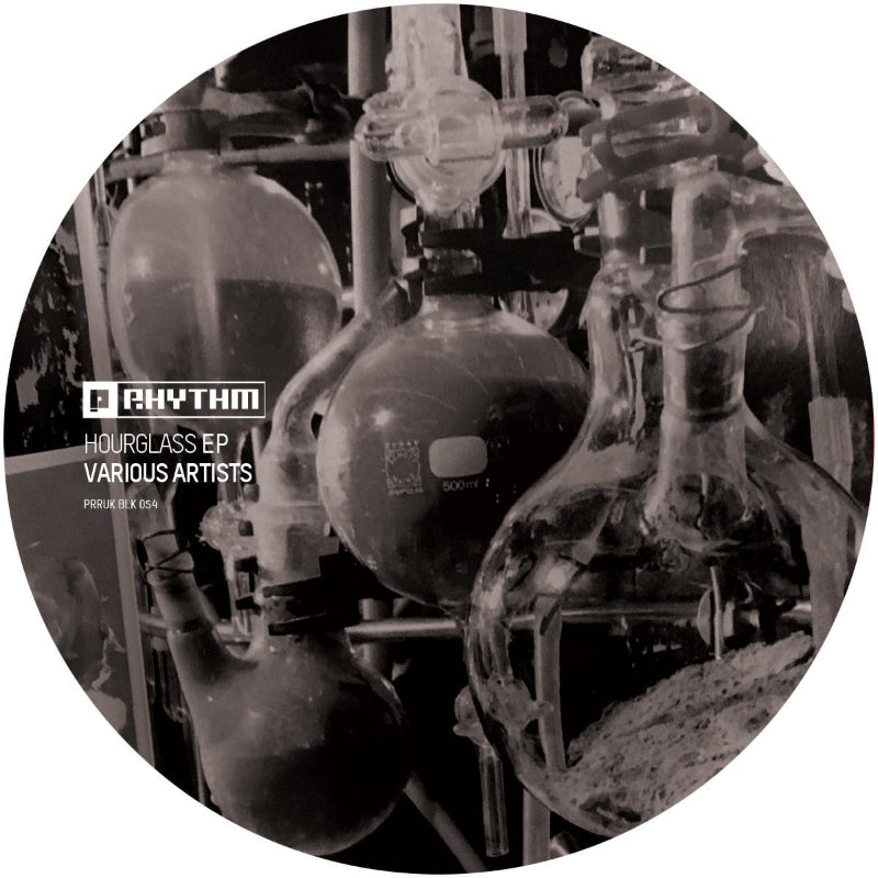 Cover of Hourglass EP on Planet Rhythm Records, 12" black hard techno vinyl