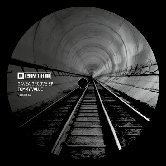 Album cover with railway tracks leading into a tunnel, featuring the Rhythm Records logo.
