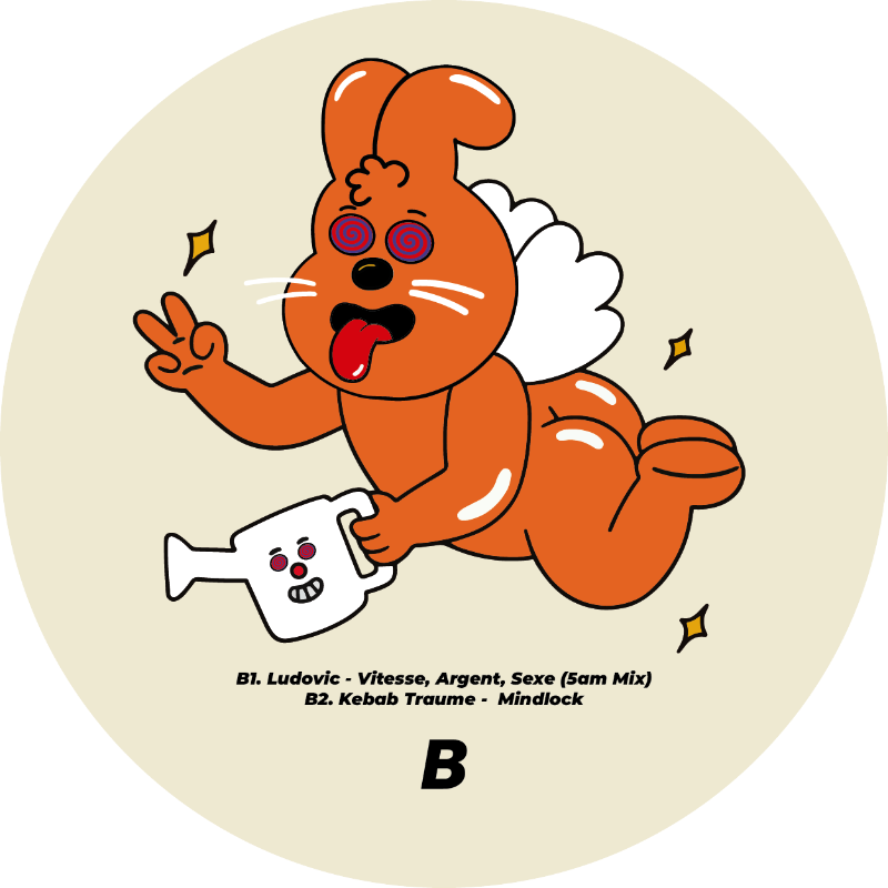 Cartoon dog with a white mug on a beige background