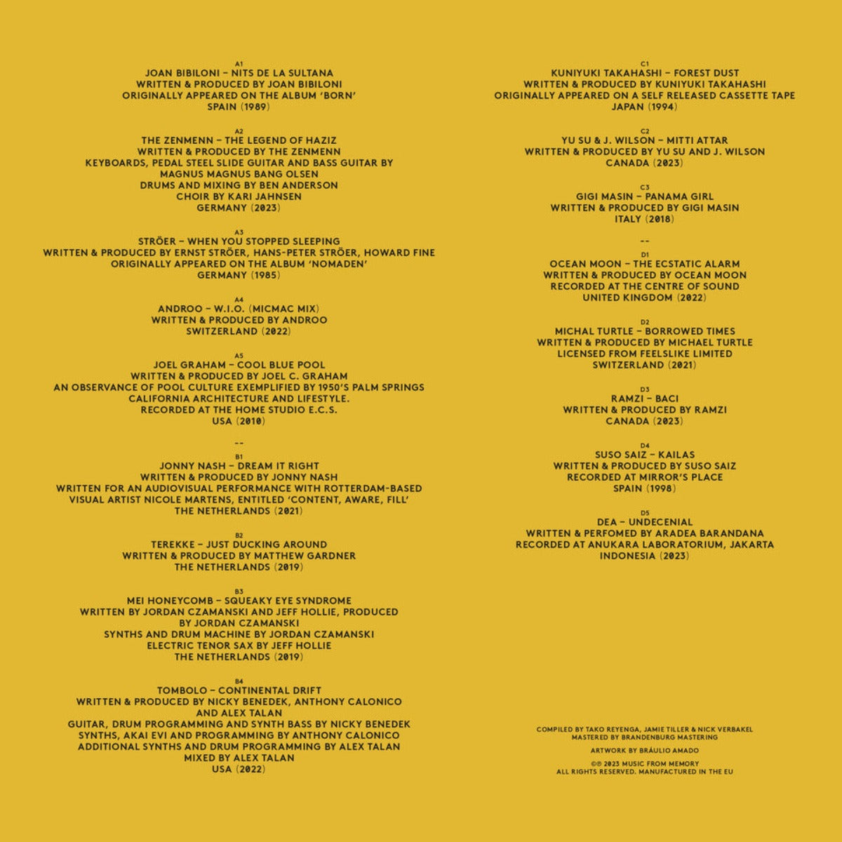 Various Artists - 10 vinyl compilation cover. Celebrating Music From Memory's ten-year journey with a diverse range of tracks