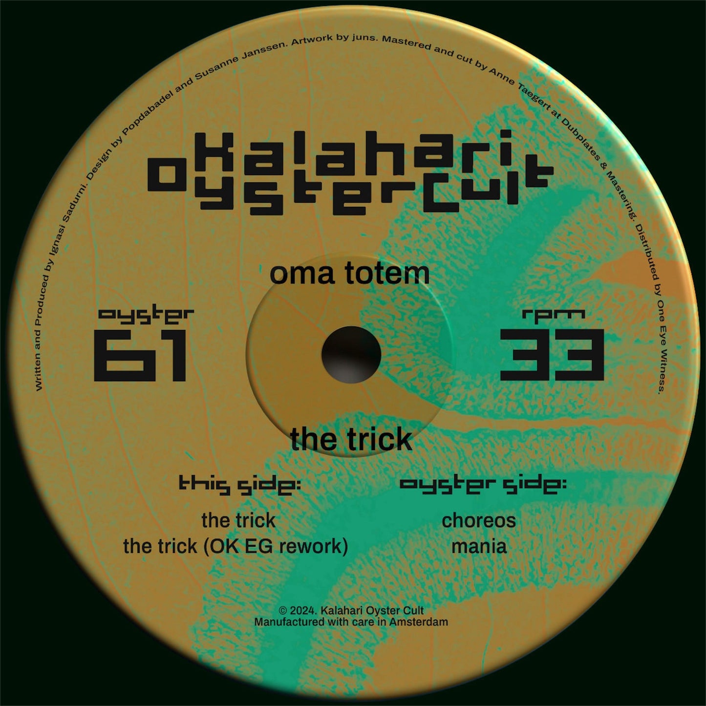 Oma Totem - The Trick vinyl cover art by Kalahari Oyster Cult (OYSTER61)