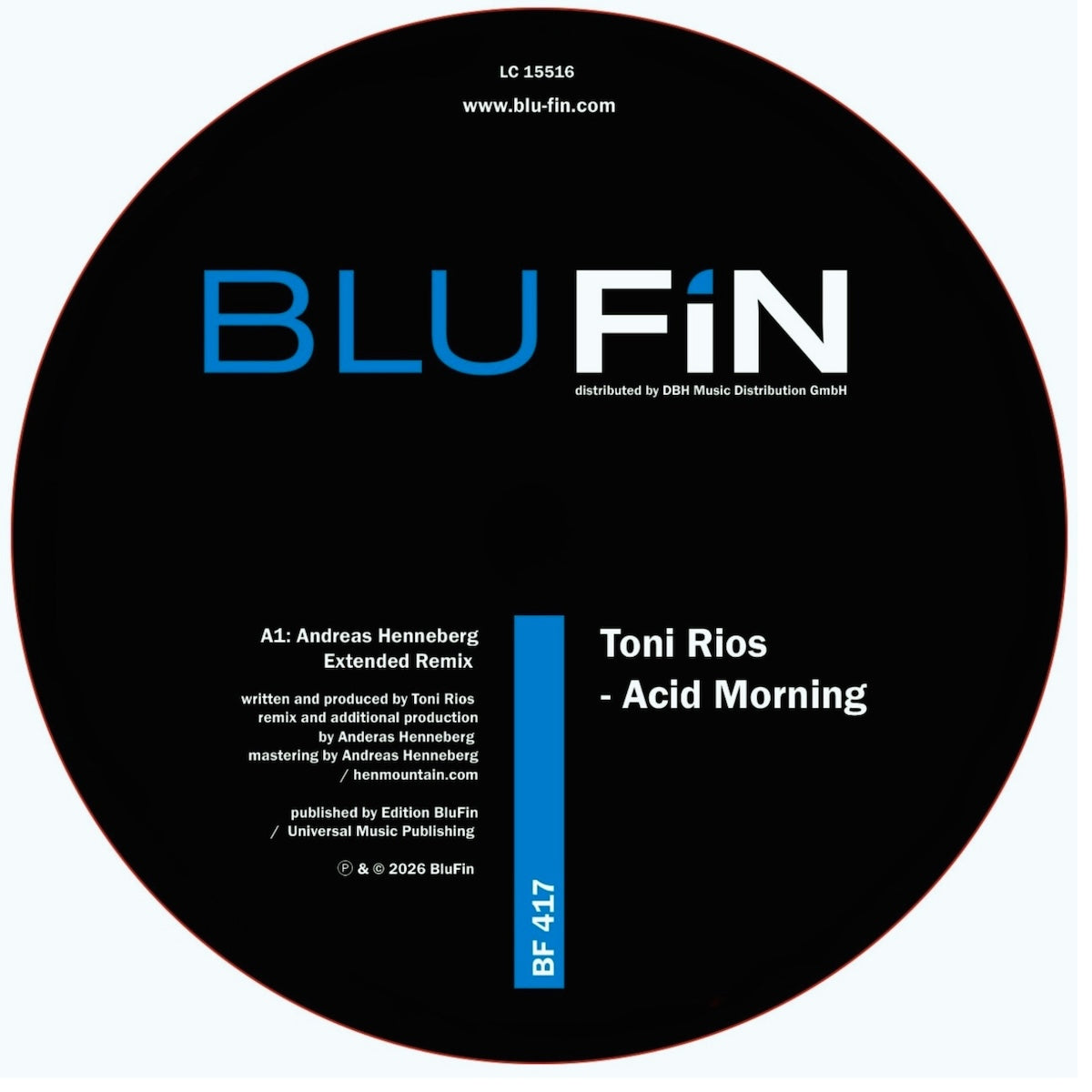 Toni Rios Acid Morning Blu Fin Records BF417 vinyl record Australia