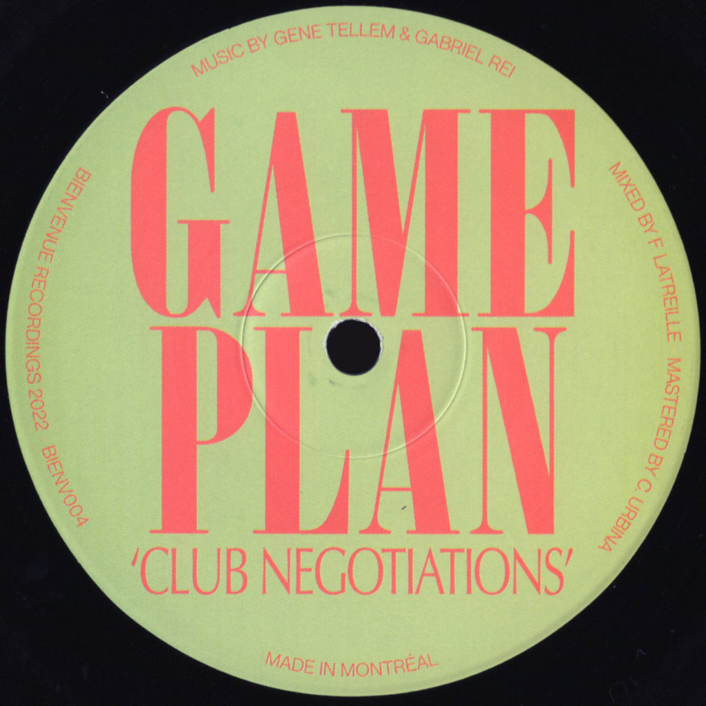 Game Plan – Club Negotiations vinyl record, released on Bienvenue Recordings (BIENV004). Melodic and hypnotic deep house grooves. Fast shipping Australia-wide.