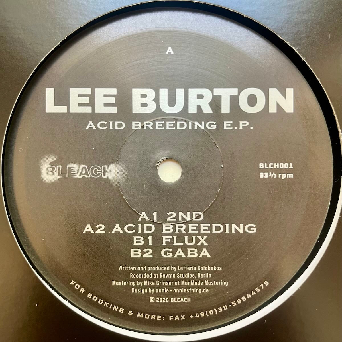 Lee Burton Acid Breeding on BLEACH BLCH001 vinyl record Australia