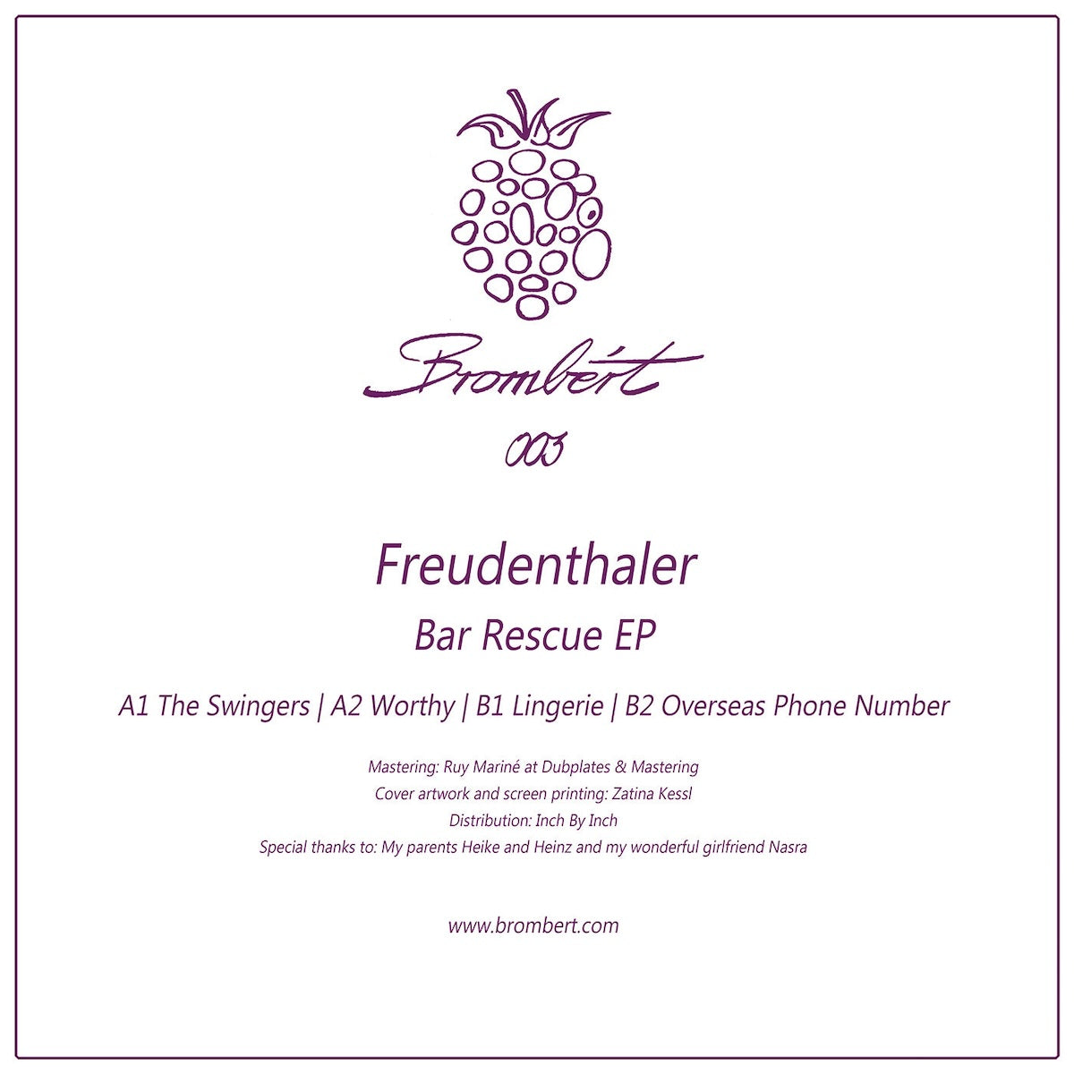 Freudenthaler Bar Rescue EP on Brombért Records BROMBERT003 vinyl record Australia
