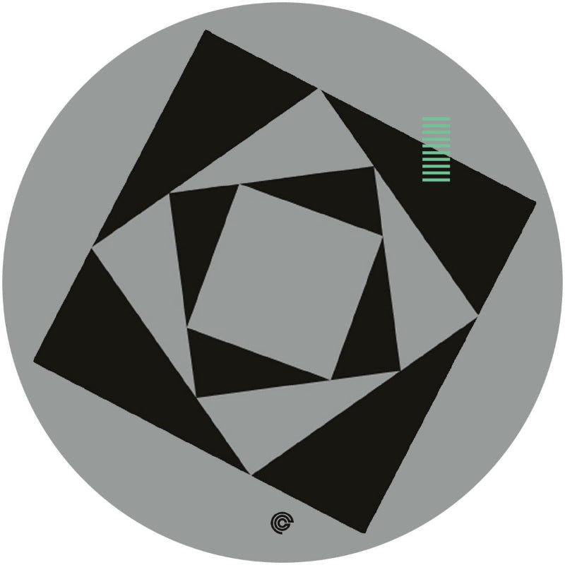 Geometric design with black and gray shapes on a gray background