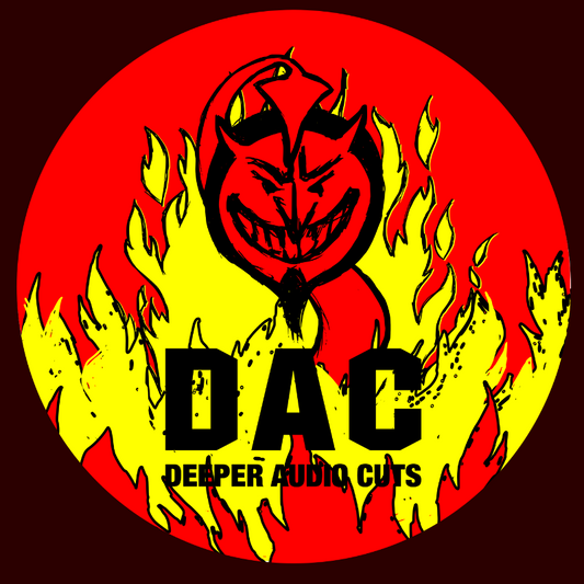 Logo with a red and yellow design featuring flames and the text 'DAC Deeper Audio Cuts' on a dark background.