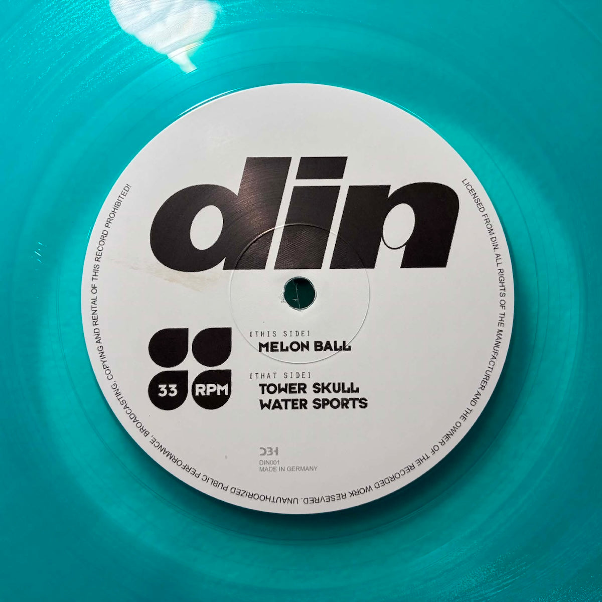 DIN Melon Ball on DIN DIN001T turquoise vinyl record Australia