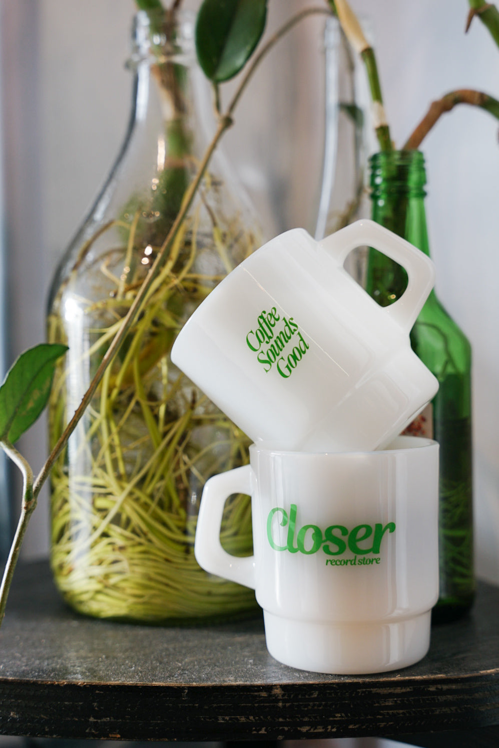 Sounds Good Milk Glass Mug (Green)