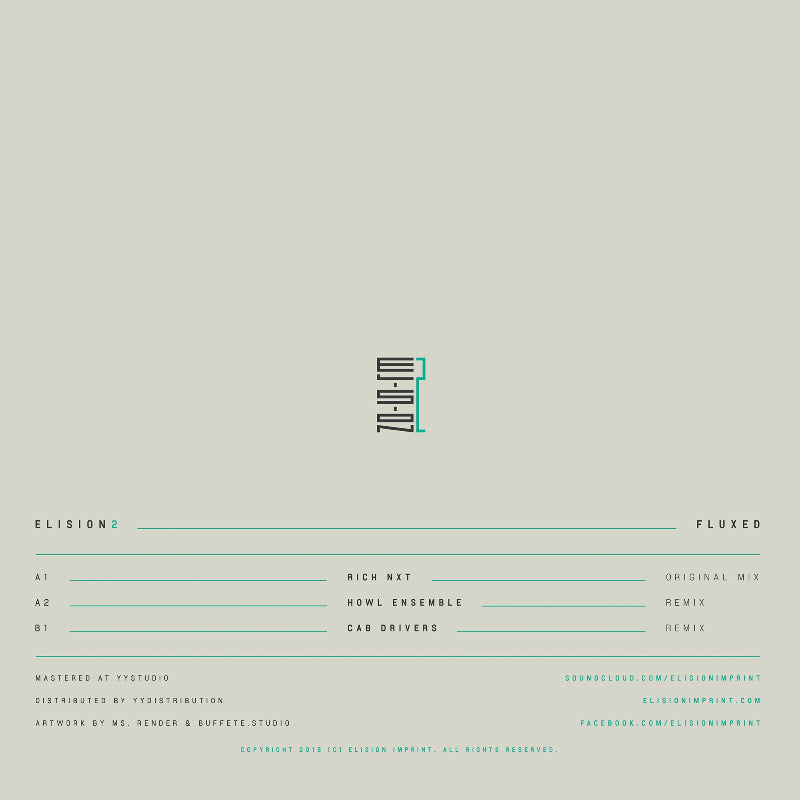 Album cover with text and logo on a light gray background