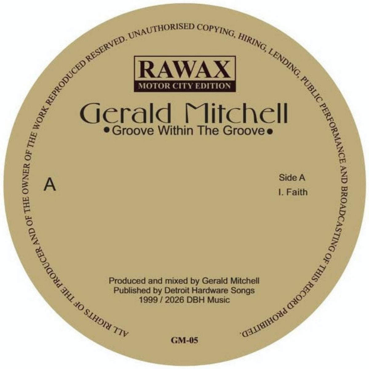 Gerald Mitchell Groove Within The Groove RAWAX Motor City Edition GM-05G clear gold vinyl record Australia