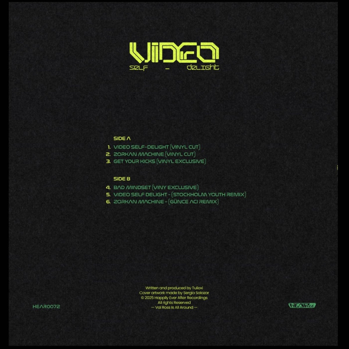 Tulioxi Video Self-Delight HEARec HEAR0072 nu disco vinyl record Australia