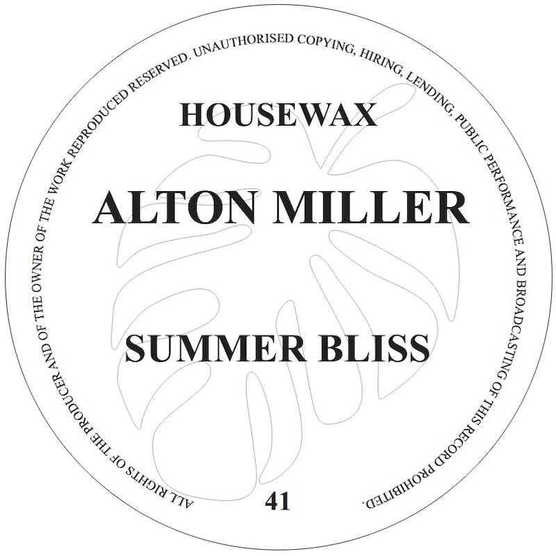 Alton Miller Summer Bliss on Housewax HOUSEWAX041 vinyl record Australia