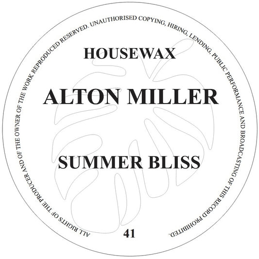 Alton Miller Summer Bliss on Housewax HOUSEWAX041 vinyl record Australia