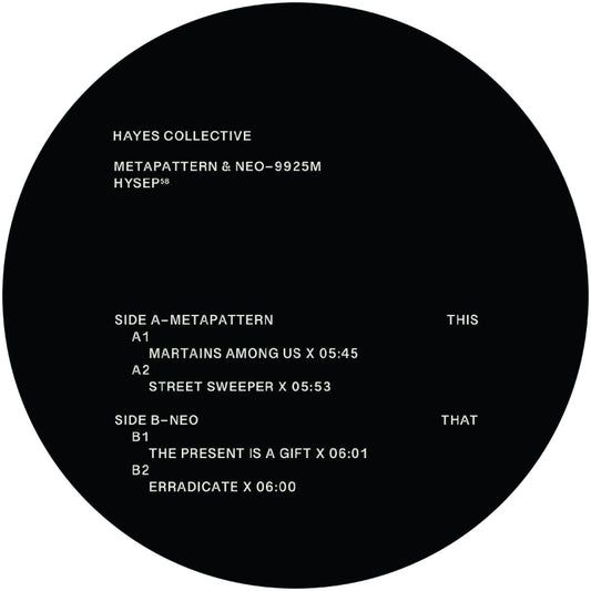 Metapattern & Neo 9925M Hayes HYSEP58 12 inch techno vinyl Australia