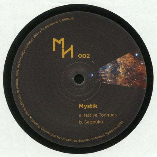 Mystik - Native Tongues 12" vinyl featuring psychedelic dub techno from Melbourne.
