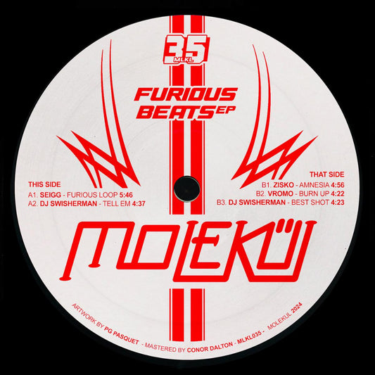 Various – Furious Beats EP vinyl record, released on Molekül (MLKL035). High-energy hard techno with relentless rhythms and driving grooves. Fast shipping Australia-wide.