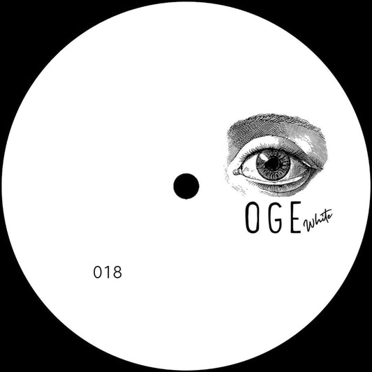 Vinyl record label with an eye illustration and 'OGE' branding