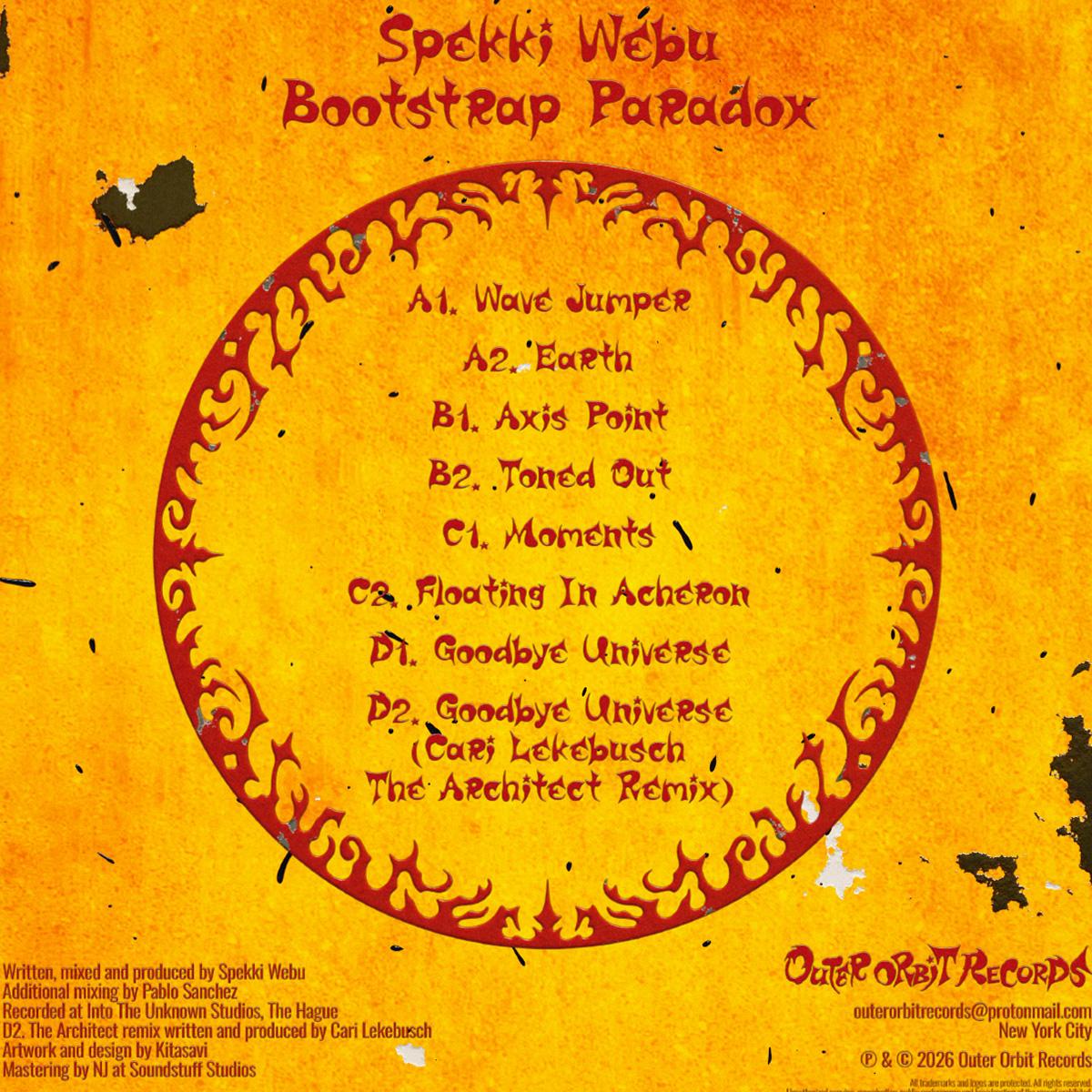 Spekki Webu – Bootstrap Paradox on Outer Orbit Records OOR01 electronic 2LP vinyl record Australia