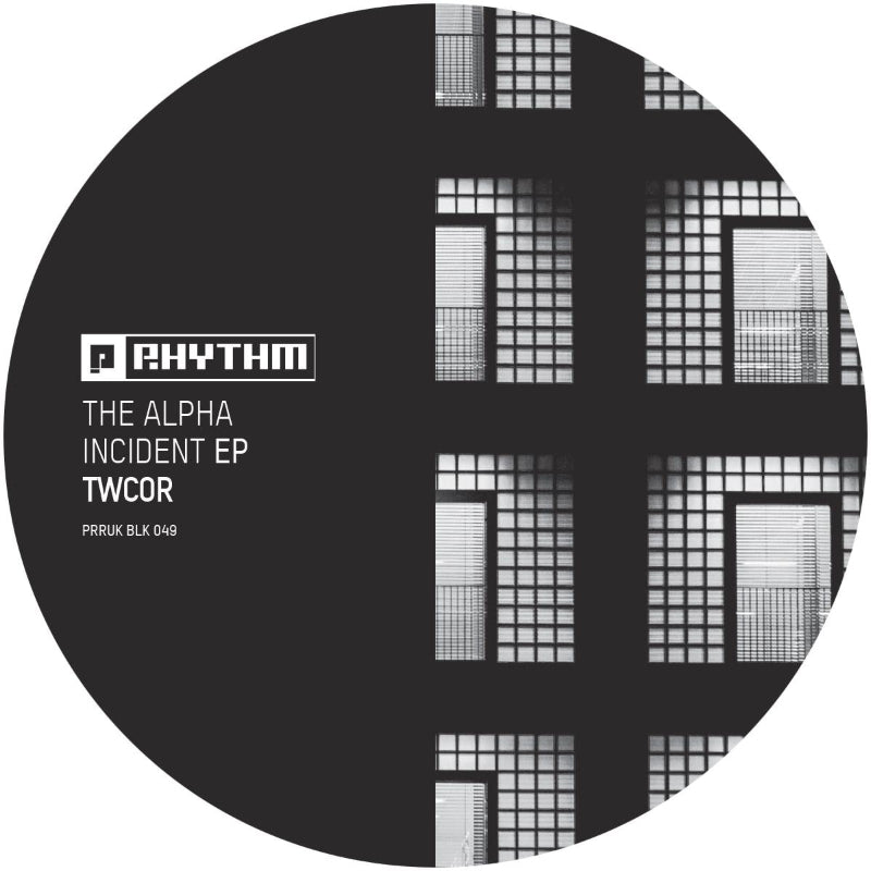 Cover of TWCOR’s The Alpha Incident EP on Planet Rhythm Records, 12" clear industrial techno vinyl


