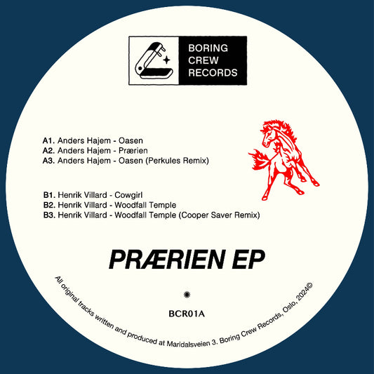 Record label sleeve for 'Pörrien EP' with tracklist and Boring Crew Records branding.
