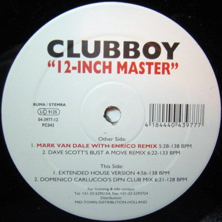 Clubboy - 12-Inch Master I T.T.F. Records (TTF 04-3977-12)