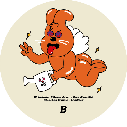 Cartoon dog with a white mug on a beige background