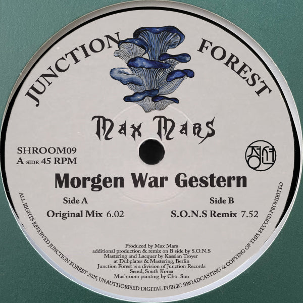 Max Mars – Morgen War Gestern Junction Forest SHROOM09 trance vinyl Australia