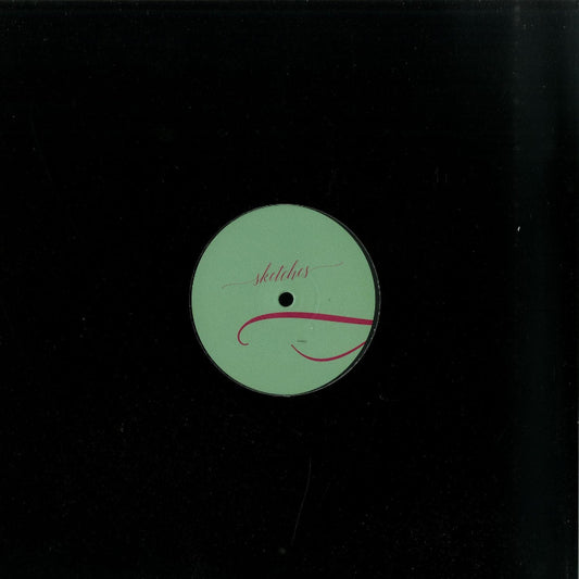 Vinyl record with a green label on a black background
