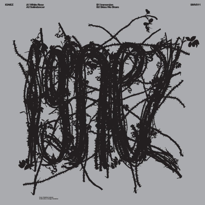 Album cover with barbed wire design on a gray background