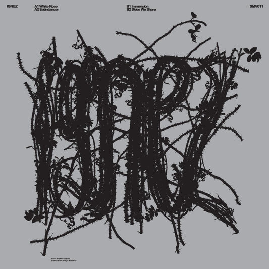 Album cover with barbed wire design on a gray background