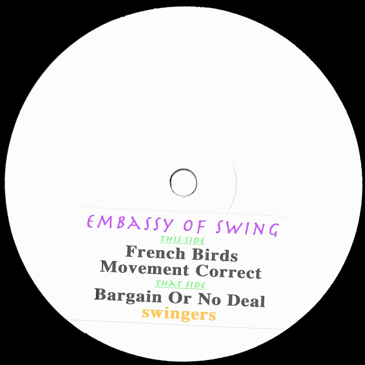 Embassy Of Swing – Swingin Wax 02 on Swingers SWINGIN-WAX-0002 vinyl record Australia
