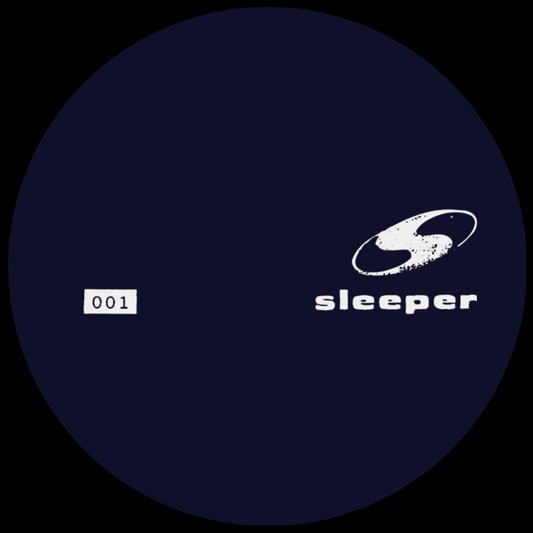 Dark blue circle with 'sleeper' logo and number '001' in white.