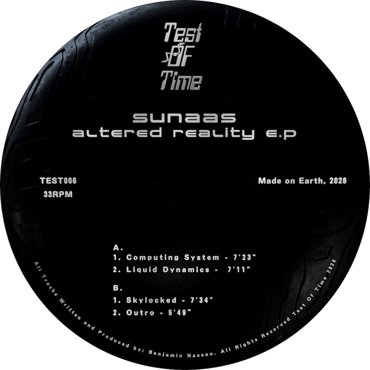 Sunaas Altered Reality EP Test Of Time TEST006 vinyl record Australia
