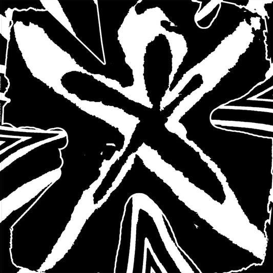 Black and white abstract design with geometric patterns