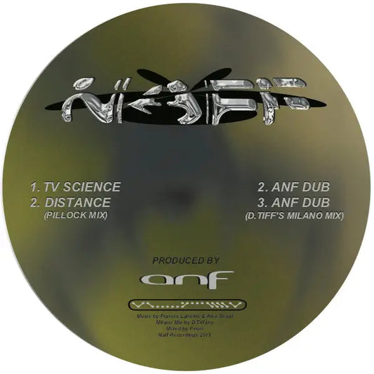 ANF - TV Science EP vinyl record cover. Hi-fi floor tracks and a D.Tiffany remix await on NAFF (NAFF005)