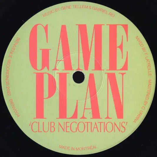 Game Plan - Club Negotiations | Bienvenue Recordings (BIENV004) • Vinyl • Acid, Deep Techno, Dub House - Fast shipping