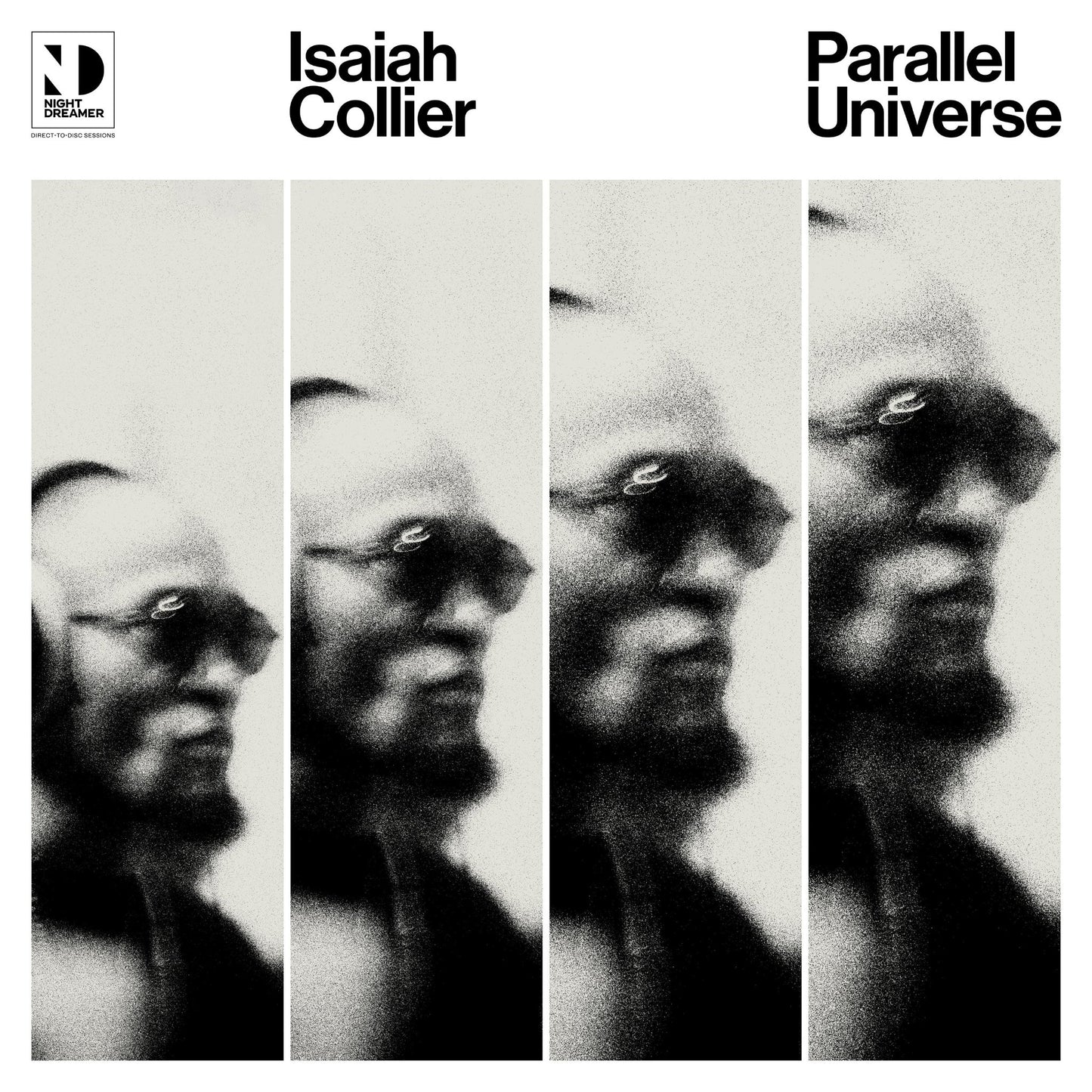 Isaiah Collier Parallel Universe vinyl record front cover. A minimalist design featuring the artist's name and album title, with a direct-to-disc recording label. Perfect for fans of jazz, soul, and experimental music.