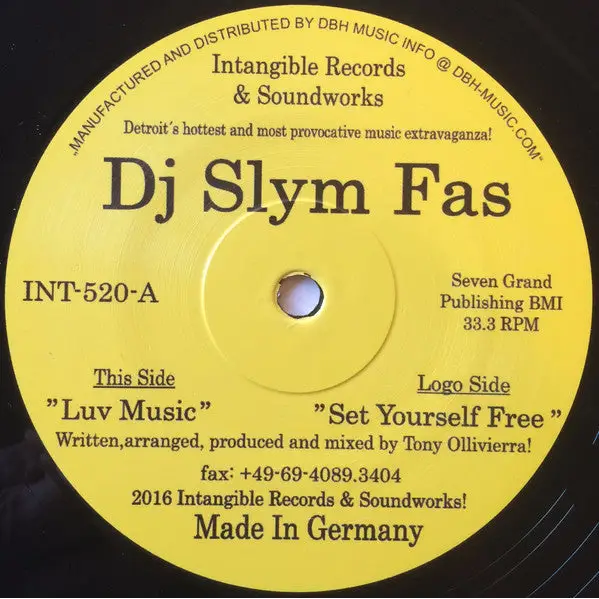 DJ Slym Fas - LUV MUSIC / SET YOURSELF FREE | Intangible Records & Soundworks (INT-520) • Vinyl • Deep House - Fast shipping