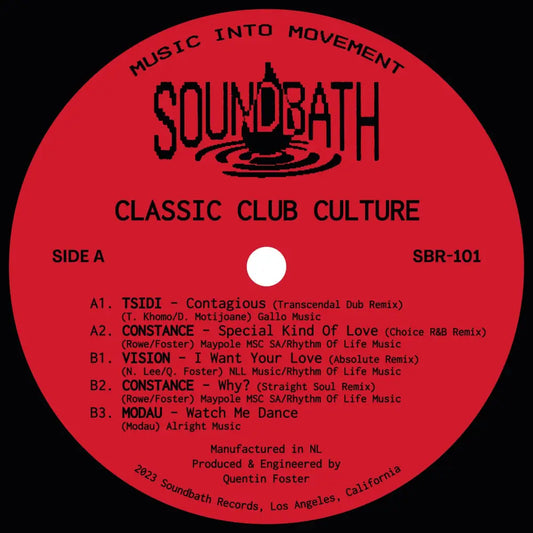 Various Artists - Classic Club Culture EP I Soundbath Records (SBR-101) • 12 Vinyl • Deep House, Downtempo, House - Fast shipping